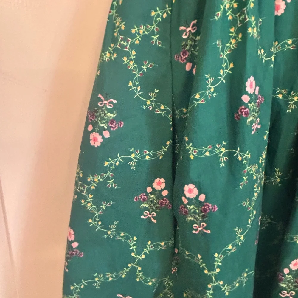 Hill House The Ophelia midi pocketed dress in Emerald Trellis print Small *FLAW - Picture 10 of 13